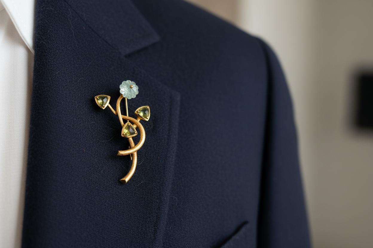 Brooch in 18k gold, Flower brooch (K-09)