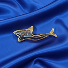 Brooch in 18k gold with Black Ostrich Tahitian pearl, fish design brooch