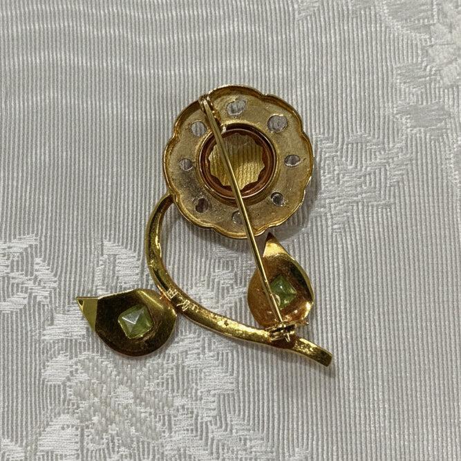 Brooch in gold 18k, Flower brooch