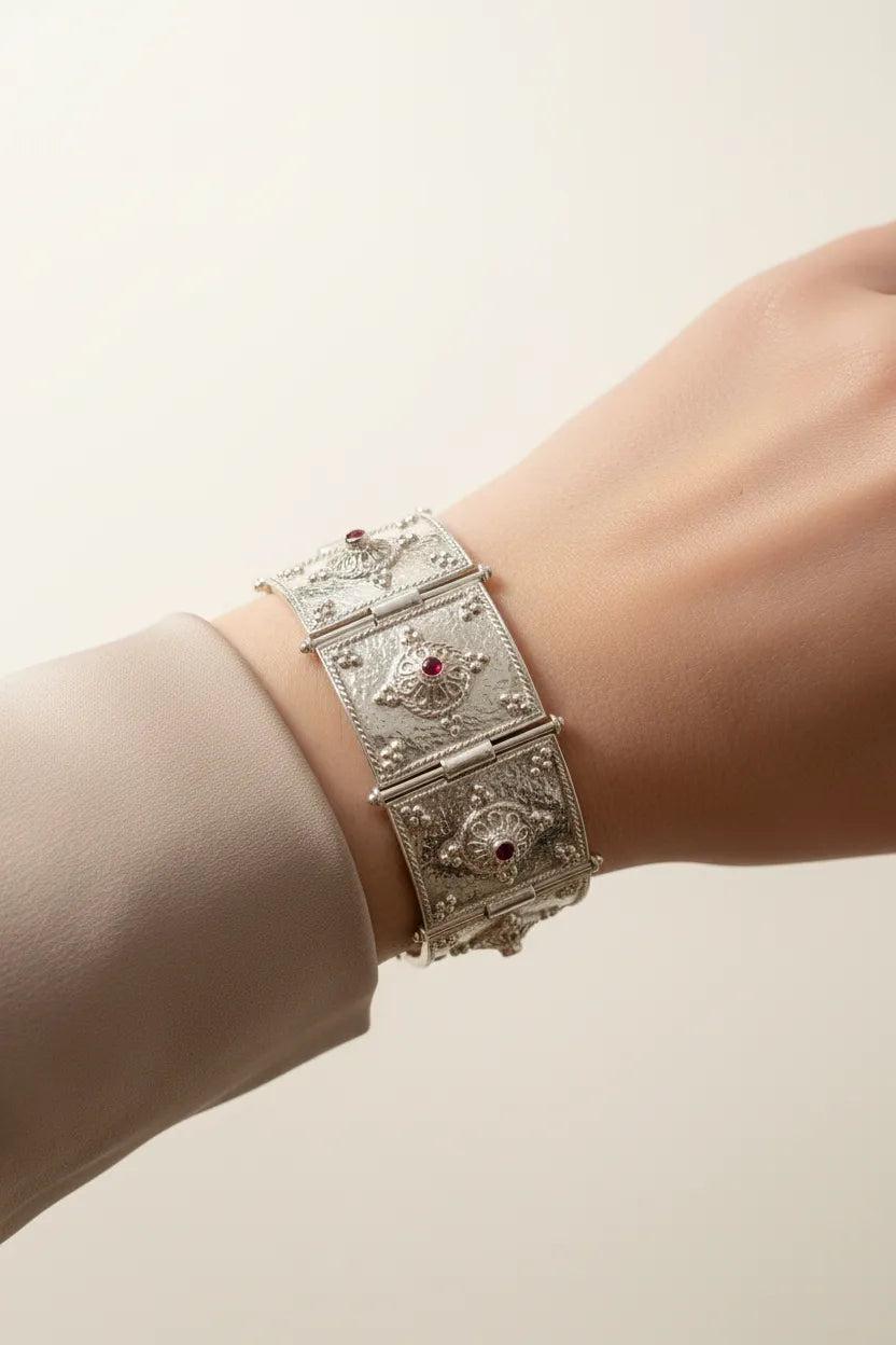 Byzantine Bracelet in Sterling Silver with zircon (B-02)