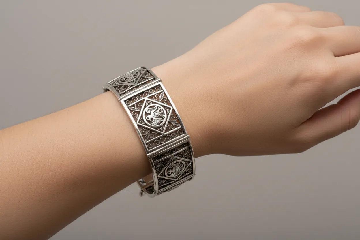 Byzantine Bracelet in Sterling Silver with zircon (B-03)