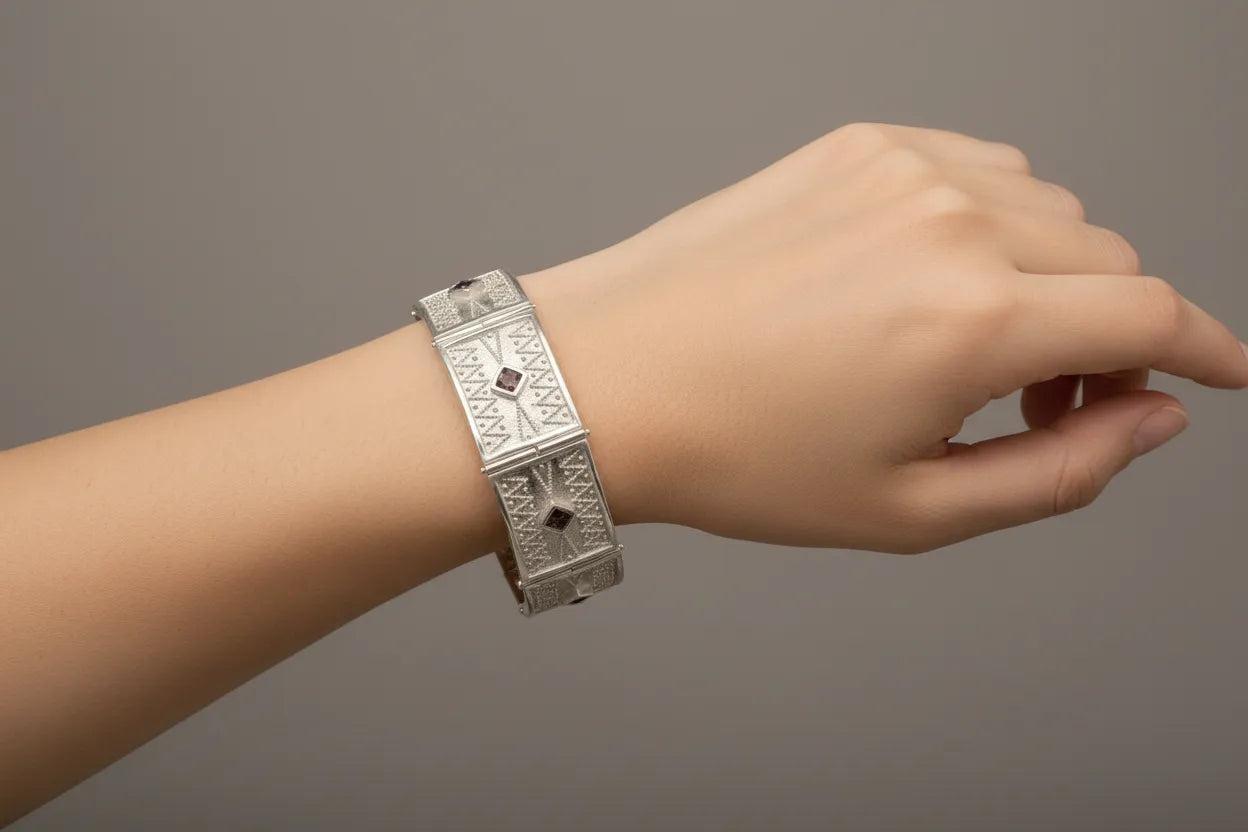 Byzantine Bracelet in Sterling Silver with zircon (B-06)