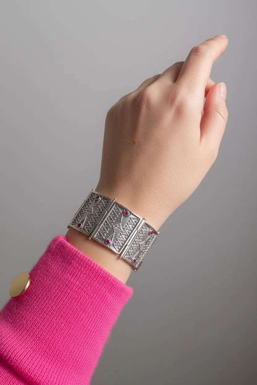 Byzantine Bracelet in Sterling Silver with zircon (B-07)