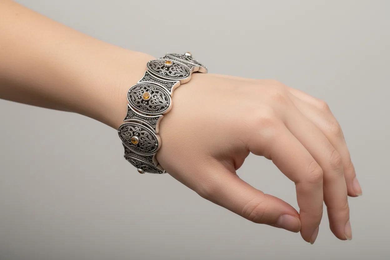 Byzantine Bracelet in Sterling Silver with zircon (B-10)