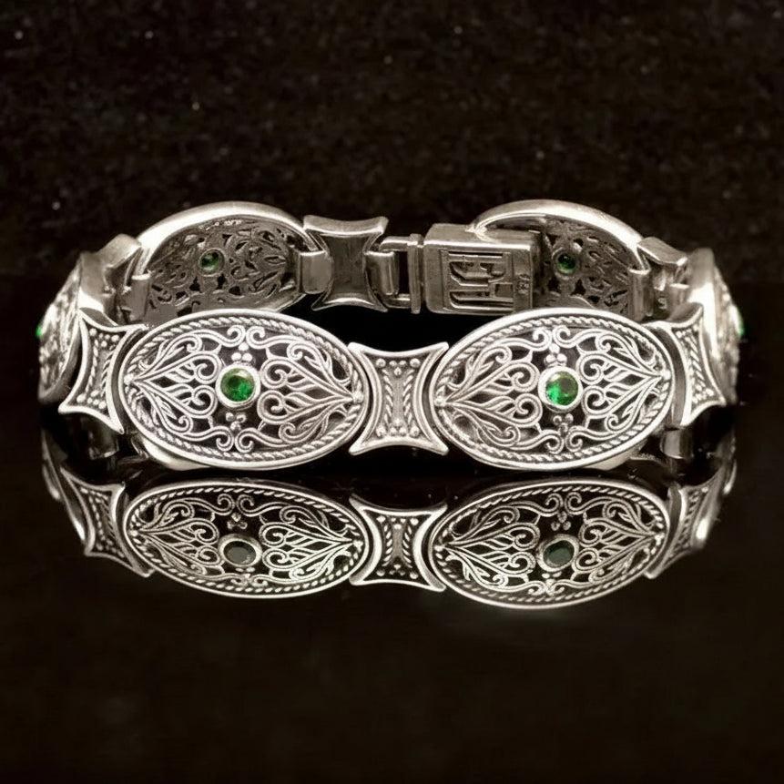 Byzantine Bracelet in Sterling Silver with zircon (B-11)