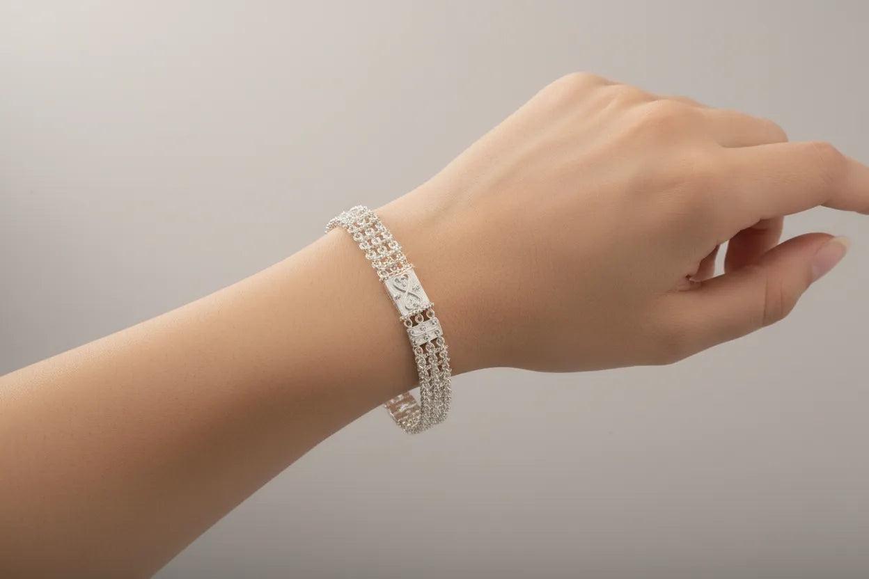 Byzantine Bracelet in Sterling Silver with zircon (B-12)