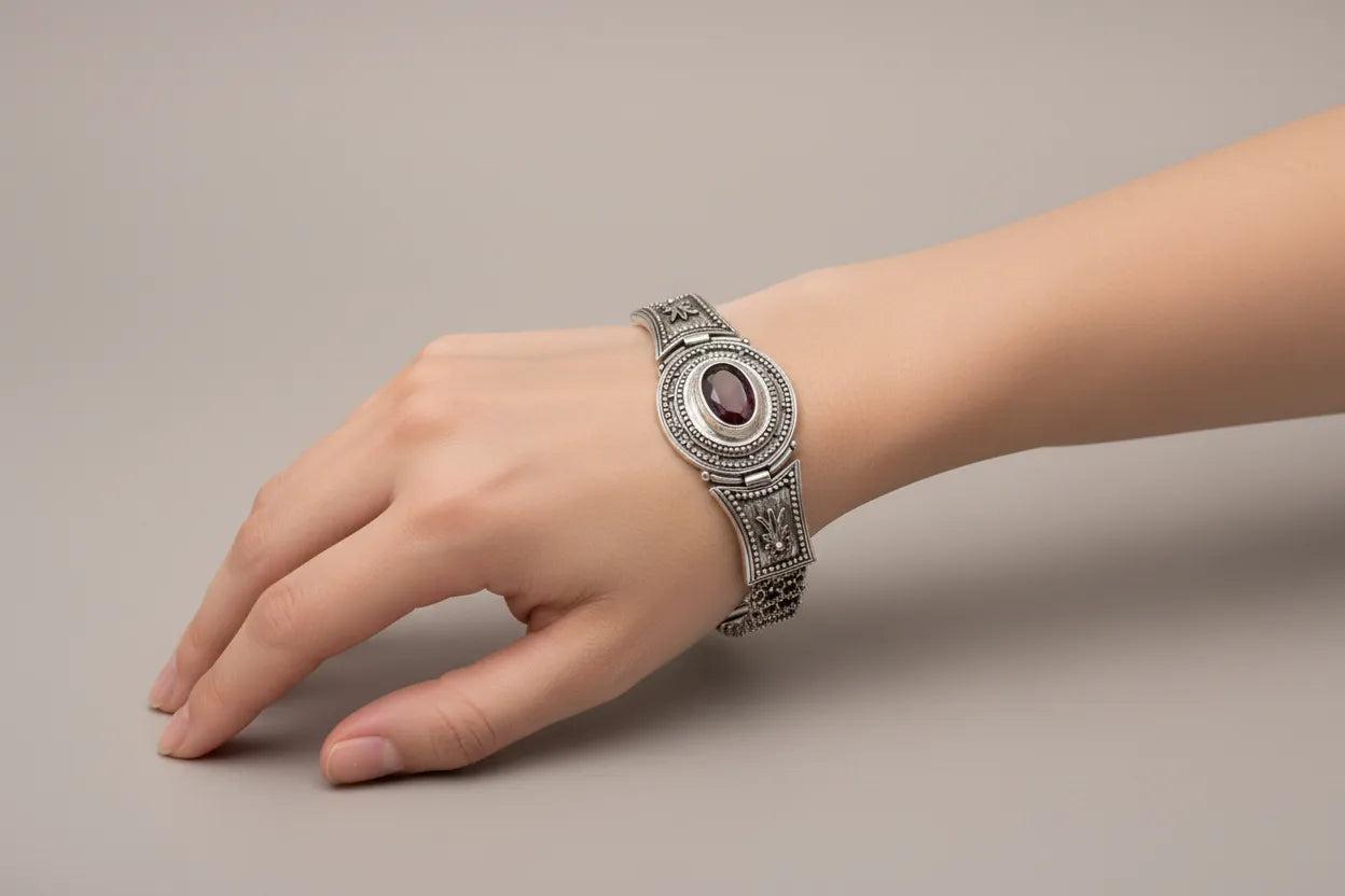 Byzantine Bracelet in Sterling Silver with zircon (B-17)