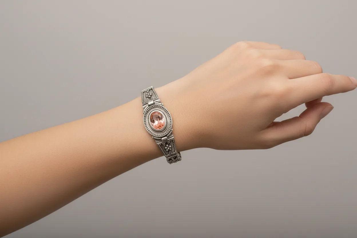 Byzantine Bracelet in Sterling Silver with zircon (B-18)