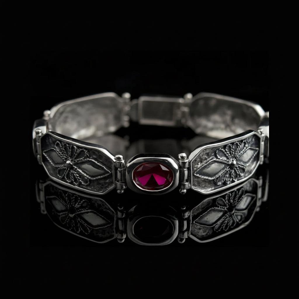 Byzantine Bracelet in Sterling Silver with zircon (B-29)