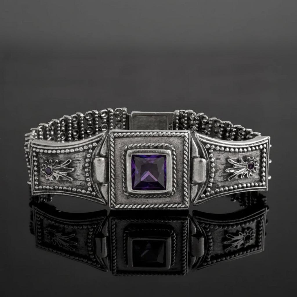 Byzantine Bracelet in Sterling Silver with zircon (B-30)