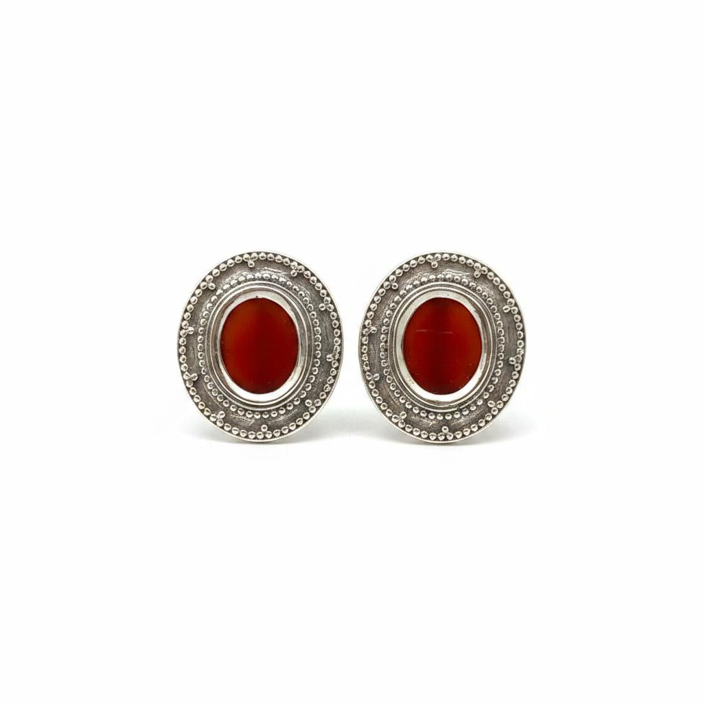 Byzantine Earrings in Sterling Silver with Carnelian (GT-01)