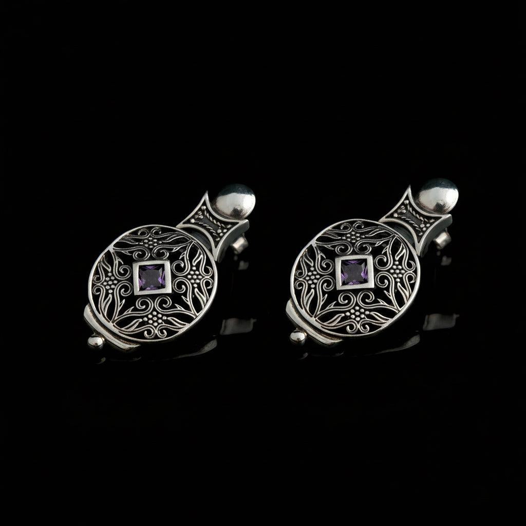Byzantine Earrings in Sterling Silver with zircon (GT-08)