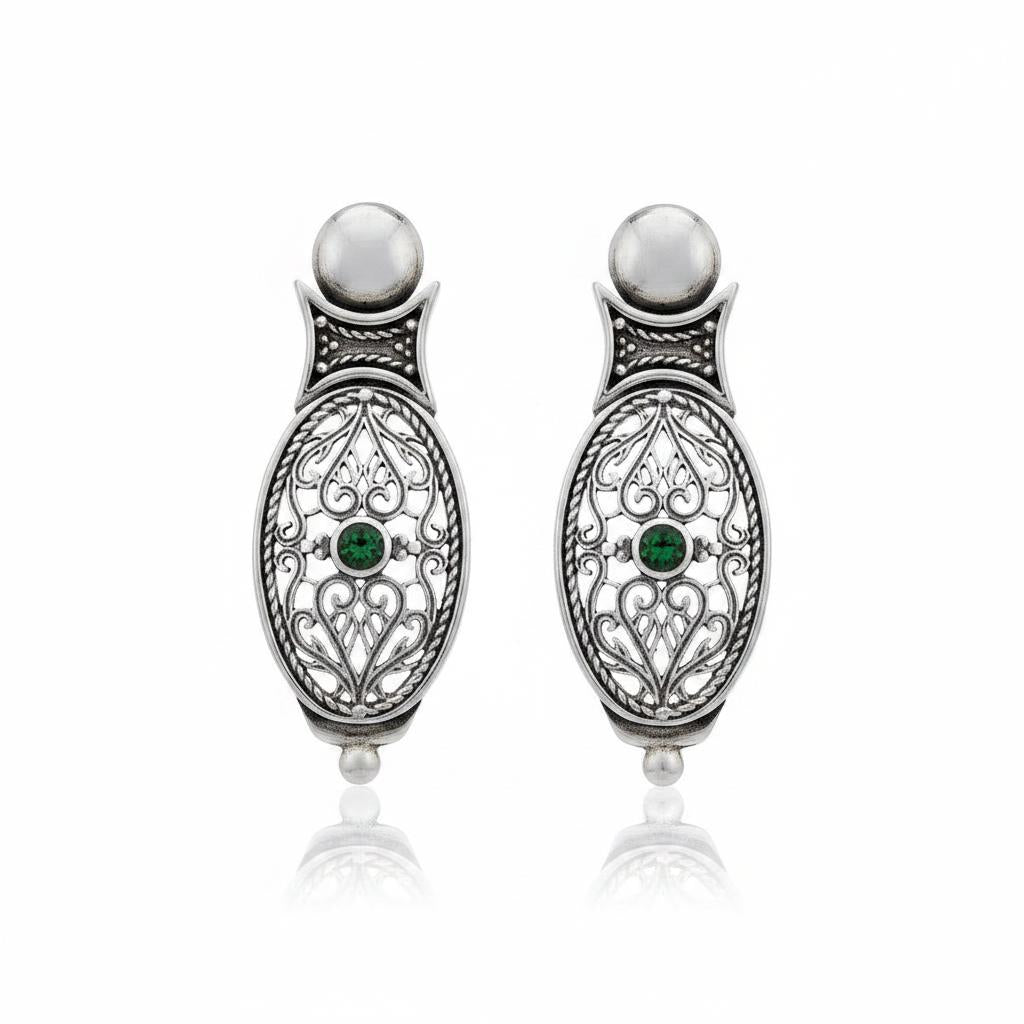 Byzantine Earrings in Sterling Silver with zircon (GT-09)