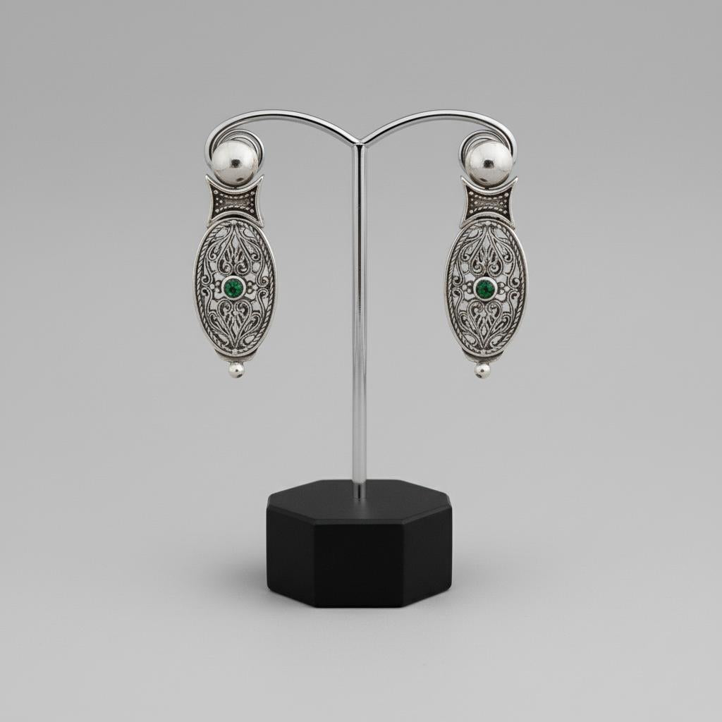 Byzantine Earrings in Sterling Silver with zircon (GT-09)