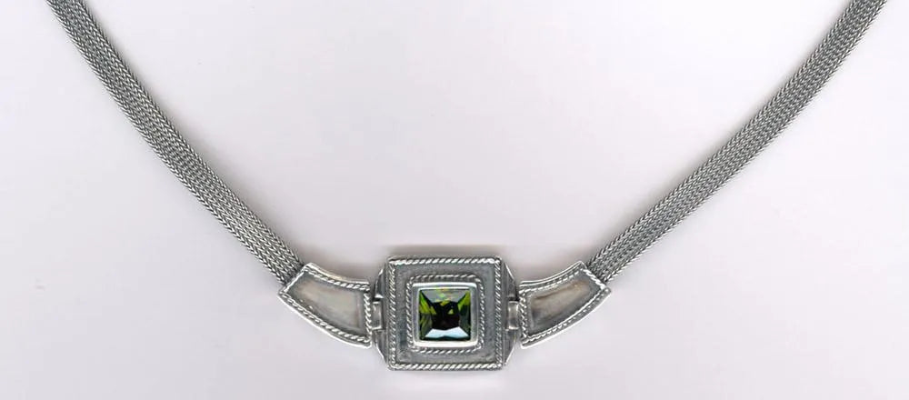 Byzantine Necklace in Sterling Silver with Zircon (PE-50) - ELEFTHERIOU EL