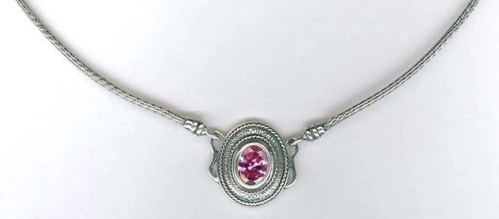 Byzantine Necklace in Sterling Silver with Zircon (PE-51) - ELEFTHERIOU EL