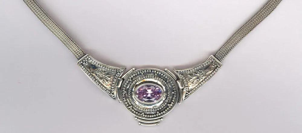 Byzantine Necklace in Sterling Silver with Zircon (PE-52)
