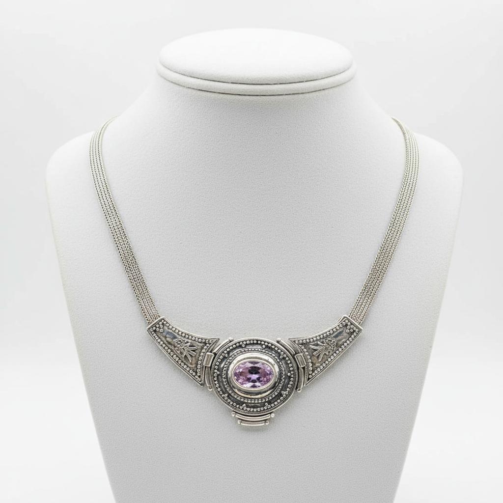 Byzantine Necklace in Sterling Silver with Zircon (PE-52)
