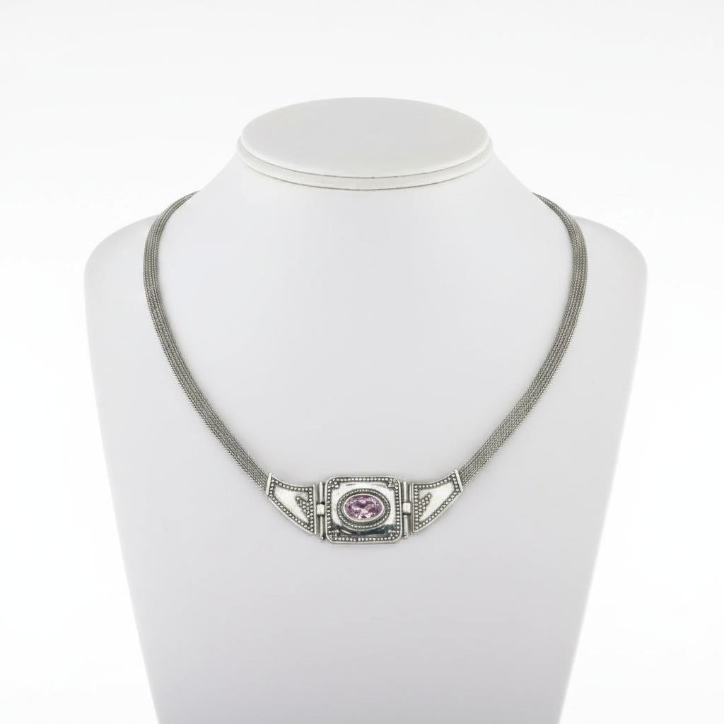 Byzantine Necklace in Sterling Silver with Zircon (PE-59)