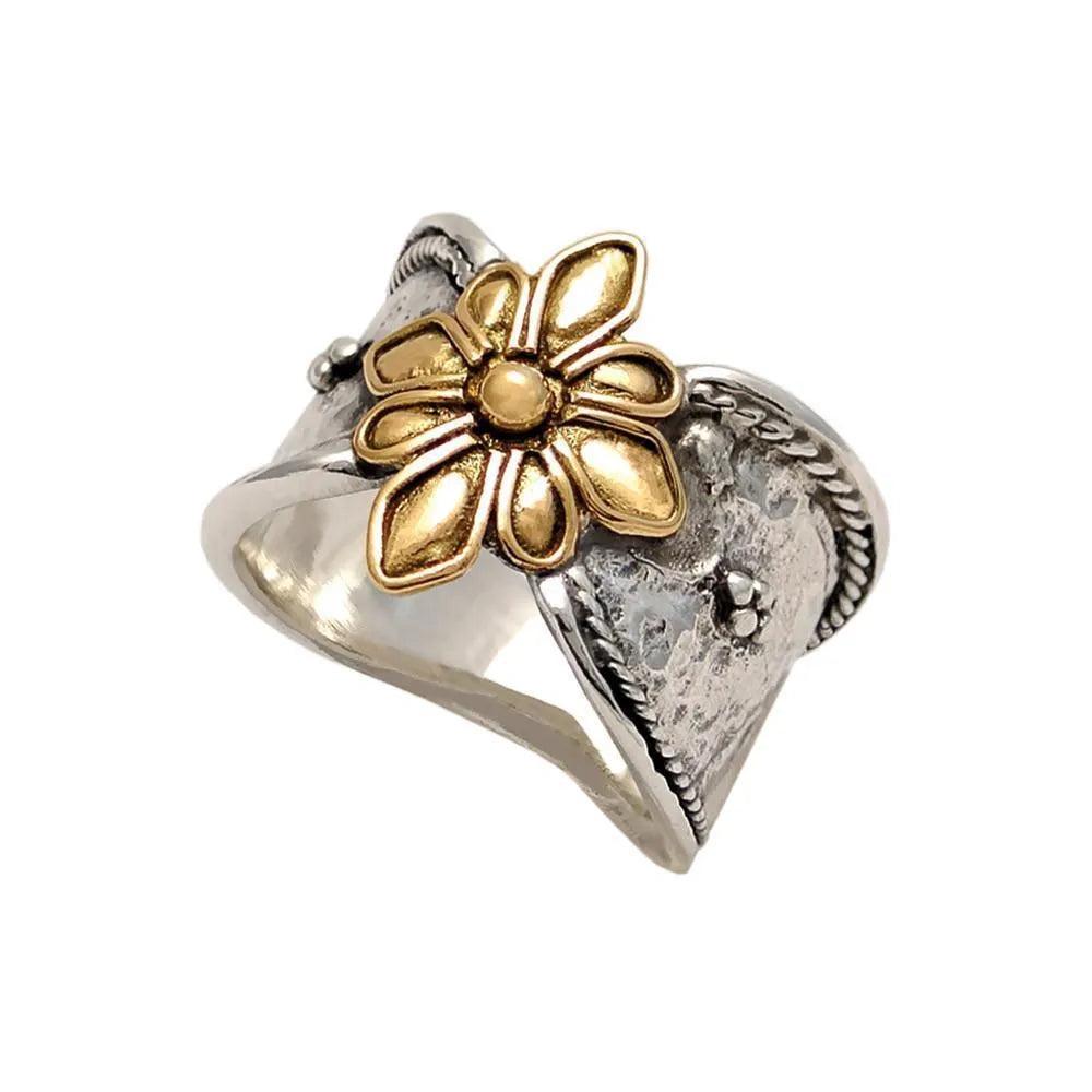 Byzantine Ring in Sterling Silver with Gold 14k (DX-27)