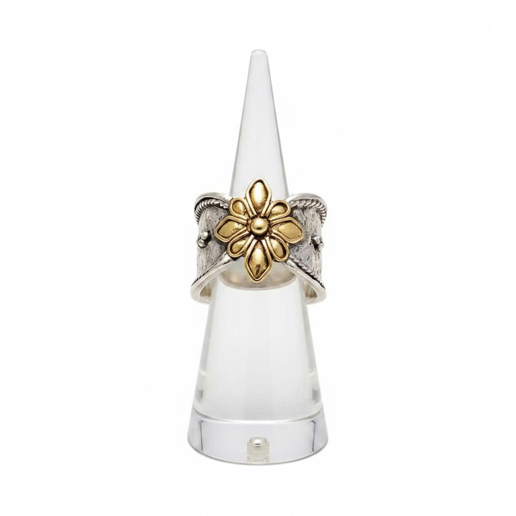 Byzantine Ring in Sterling Silver with Gold 14k (DX-27)