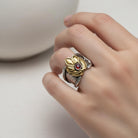 Byzantine Ring in Sterling Silver with a Zircon and Gold 14k (DX-28)
