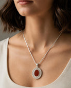 Byzantine pendant in sterling silver with carnelian (PE-84)