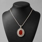 Byzantine pendant in sterling silver with carnelian (PE-84)