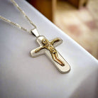 Christening Cross 925 Sterling Silver with 14k Gold Elements (STS-01)