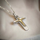Christening Cross 925 Sterling Silver with 14k Gold Elements (STS-05)