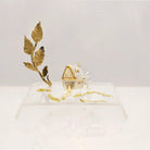 Christmas Decoration, Miniature Home Charm on plexiglass, silver charm with bronze leaves, home decor, gift idea, charm favor (PX-02)