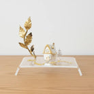 Christmas Decoration, Miniature Home Charm on plexiglass, silver charm with bronze leaves, home decor, gift idea, charm favor (PX-02)