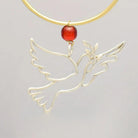 Christmas Decoration, Pigeon Charm on plexiglass, silver charm with bronze leaves, home decor, gift idea, charm favor (PX-06)