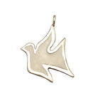 Christmas Decoration, Pigeon Charm on plexiglass, silver charm with bronze leaves, home decor, gift idea, charm favor (PX-06)