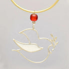 Christmas Decoration, Pigeon Charm on plexiglass, silver charm with bronze leaves, home decor, gift idea, charm favor (PX-06)