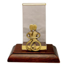 Cycladic Lovers Bronze Business Card Holder, Sterling Silver Display, Wooden Base (A-25-14)
