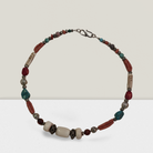 Necklace with Ivory Stones amber corals turquoise stones and sterling silver