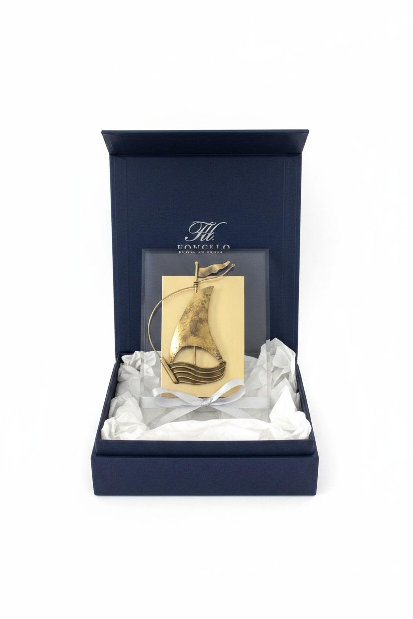 Decorative Sailboat on plexiglass, Bronze Sailboat, Handmade Sailboat, Corporate Gift, Office Decor (Α-95)