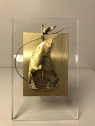 Decorative Sailboat on plexiglass, Bronze Sailboat, Handmade Sailboat, Corporate Gift, Office Decor (Α-95)
