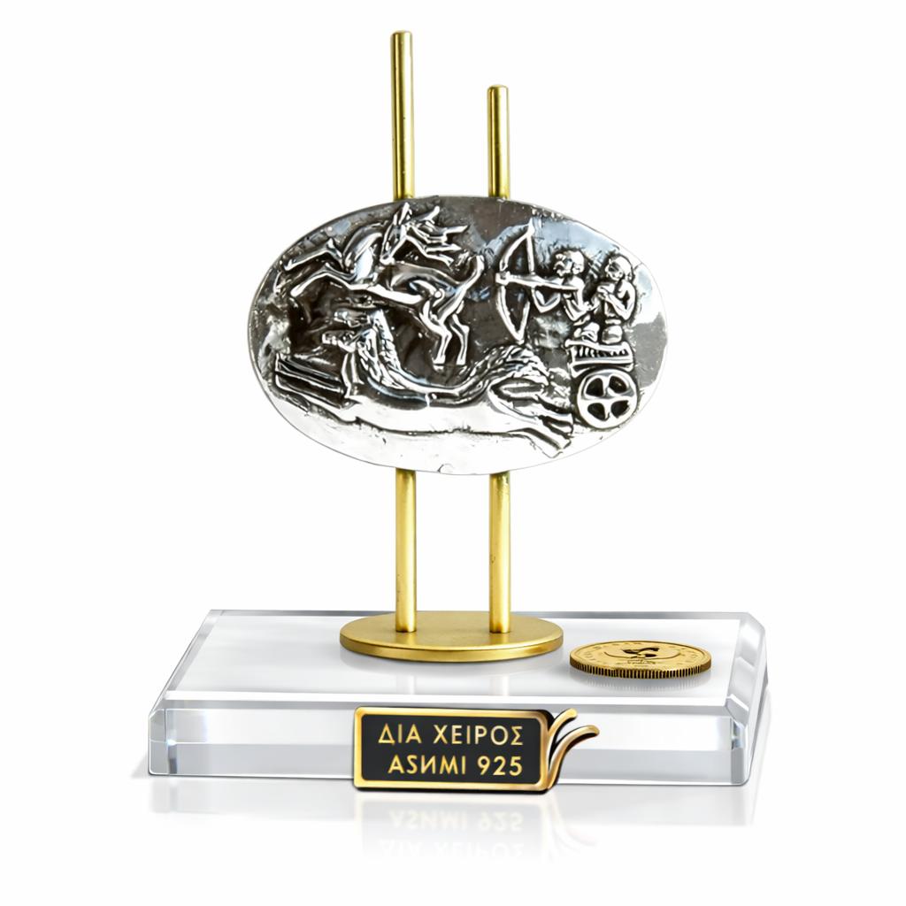 Deer hunting from Mycenae Greek Figurine in Sterling Silver (A-40-7)