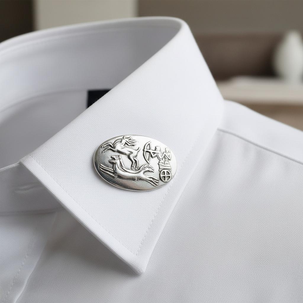 Deer hunting from Mycenae Sterling Silver Brooch (K-80)