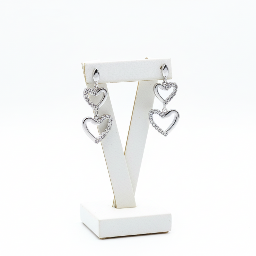 Earrings in white gold, 14k, heart earrings