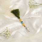Evil Eye Charm on a tassel, House decoration, holiday decor, welcome gift, silver charm, Angel Charm
