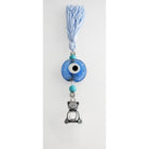 Evil Eye Charm on a tassel, House decoration, holiday decor, welcome gift, silver charm, Baby bear Charm