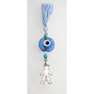 Evil Eye Charm on a tassel, House decoration, holiday decor, welcome gift, silver charm, Baby boy Charm