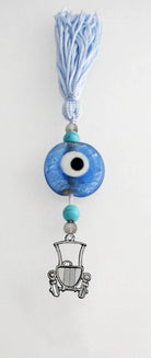 Evil Eye Charm on a tassel, House decoration, holiday decor, welcome gift, silver charm, Car Charm