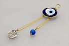 Evil eye protection stone with silver charm, Evil Eye Charm, home décor, gift, Wall Decor, silver charm, Konstantinato Charm