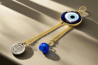 Evil eye protection stone with silver charm, Evil Eye Charm, home décor, gift, Wall Decor, silver charm, Konstantinato Charm