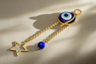 Evil eye protection stone with silver charm, Evil Eye Charm, home décor, gift, Wall Decor, silver charm, Star Charm