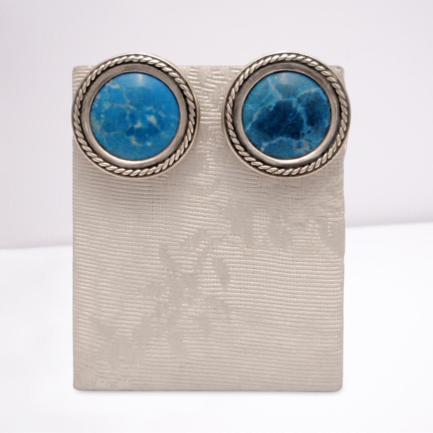 Greek Circle Rope Earrings in sterling silver with Lapis Lazuli (GT-03)
